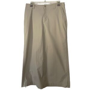 GAP Stretch Maxi Skirt Tan Back Slit Pockets Belt Loops Size 8
